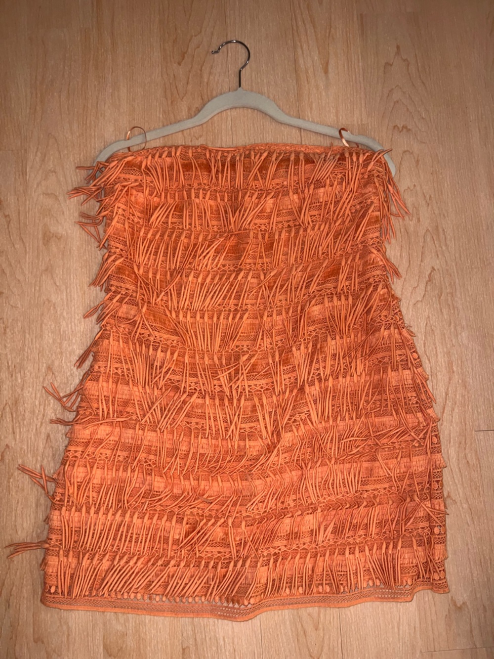 Anthropologie Orange Fringe Drop Shoulder Top